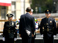 President Obama Chats with Officers Before the Wreath Laying Ceremony at Ground Zero