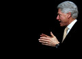 President Clinton During Visit to Church Rectory in Harlem