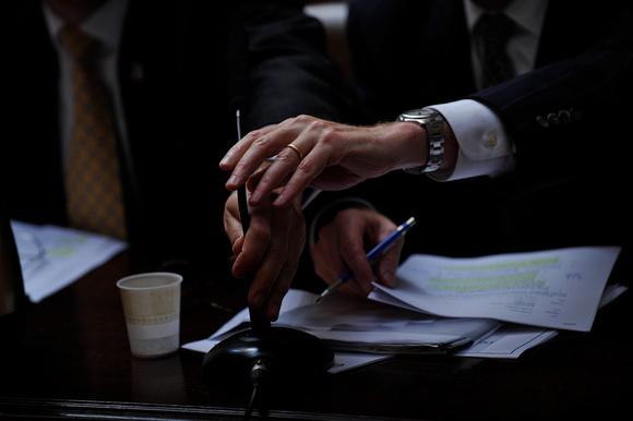 Hands of NYCHA Officials During Housing Hearing